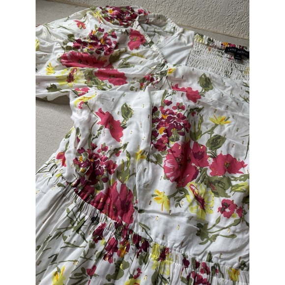 Lane Bryant Dresses & Skirts - Lane Bryant Women's Floral Gold Dot Boho Off Shoulder Rouched Maxi Dress Size 20